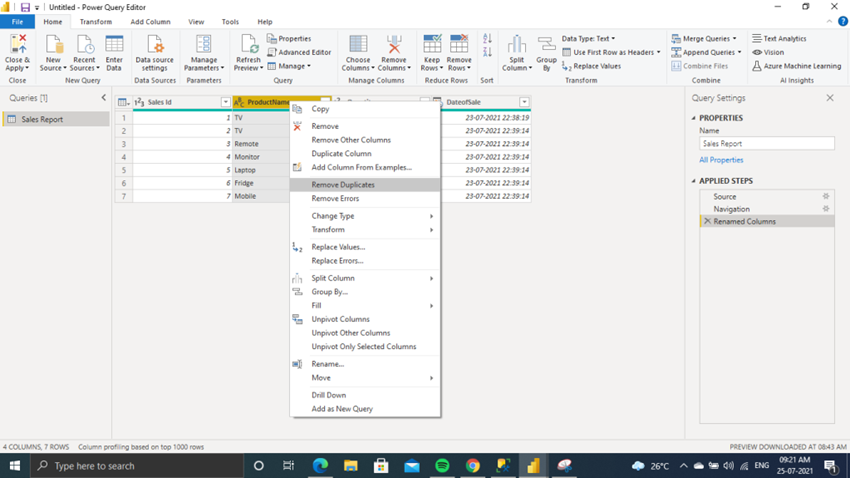 Power BI Basic Data Transformation Technique